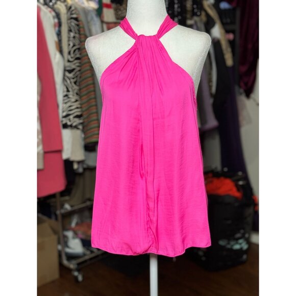 DO+BE Blouse Womens Size Small Pink Tropical Swirl Lined Halter Tank Flowy CHIC - Picture 2 of 9